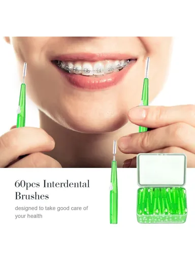60Pcs Retractable Interdental Brushes Soft Bristle Teeth Cleaner Gum Care Fresh Breath Interdental Brushes - 5 Colors Mixed