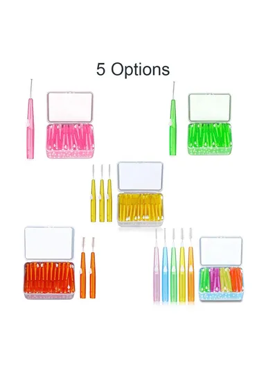 60Pcs Retractable Interdental Brushes Soft Bristle Teeth Cleaner Gum Care Fresh Breath Interdental Brushes - 5 Colors Mixed