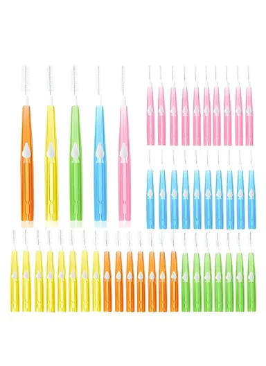 60Pcs Retractable Interdental Brushes Soft Bristle Teeth Cleaner Gum Care Fresh Breath Interdental Brushes - 5 Colors Mixed