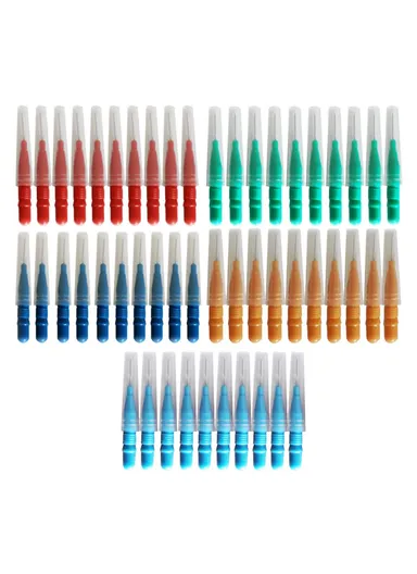 50Pcs Interdental Brushes Retractable 5 Mixed Colors Gum Health Teeth Gap Cleaning Oral Care Tool