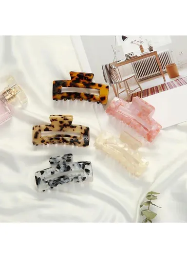 Women Hair Clips Acetate Hair Claw Clip Hairpin Grain Hairwear - C/Milky