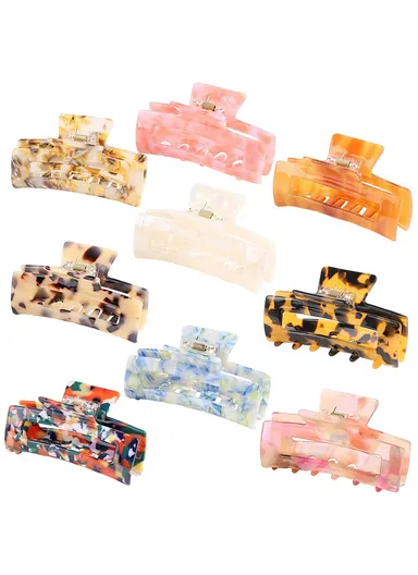 Women Hair Clips Acetate Hair Claw Clip Hairpin Grain Hairwear - C/Blue