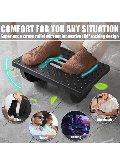 Under Desk Foot Rest Non Slip Ergonomic Plastic Footstool for Office Home Posture Support - White