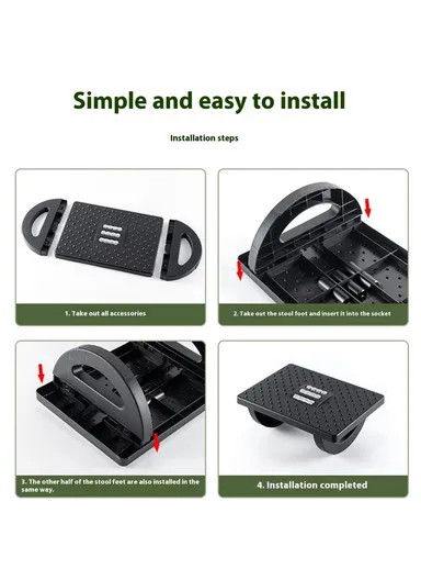 Under Desk Foot Rest Non Slip Ergonomic Plastic Footstool for Office Home Posture Support - Grey