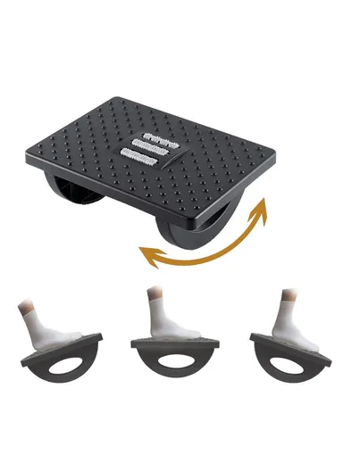 Under Desk Foot Rest Non Slip Ergonomic Plastic Footstool for Office Home Posture Support - Black