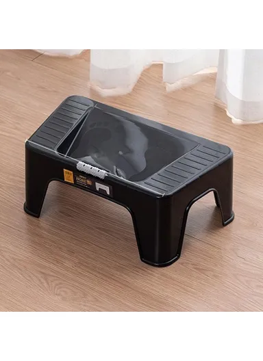 HORE Plastic Toilet Foot Rest Ergonomic Under Desk Footstool with Massage Roller for Home Office - Black