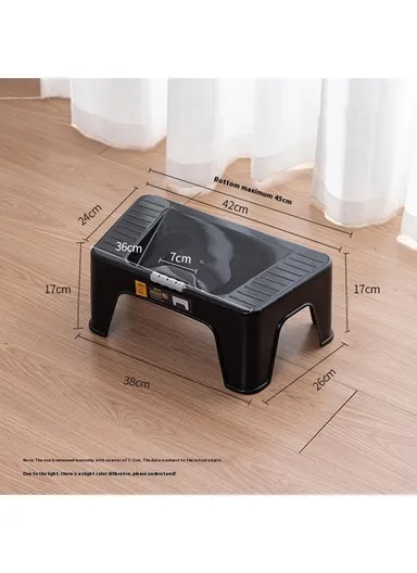HORE Plastic Toilet Foot Rest Ergonomic Under Desk Footstool with Massage Roller for Home Office - Black