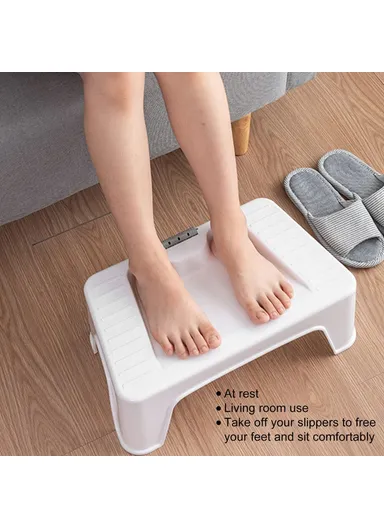 HORE Plastic Toilet Foot Rest Ergonomic Under Desk Footstool with Massage Roller for Home Office - Black