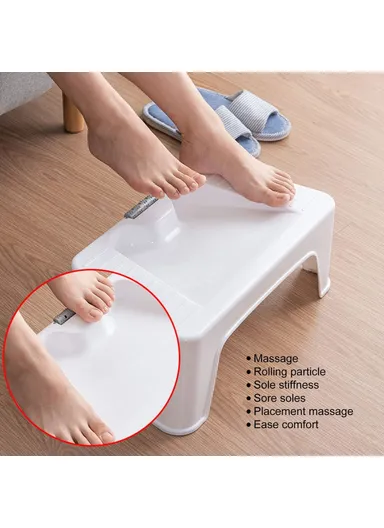 HORE Plastic Toilet Foot Rest Ergonomic Under Desk Footstool with Massage Roller for Home Office - Black