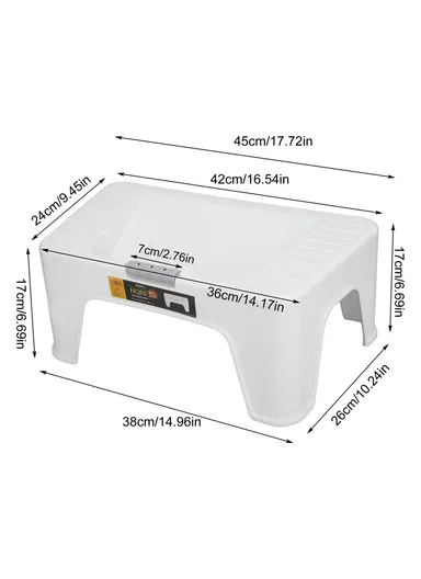HORE Plastic Toilet Foot Rest Ergonomic Under Desk Footstool with Massage Roller for Home Office - White