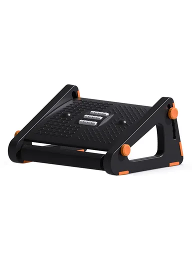 Adjustable Height Footrest for Office Desk Ergonomic Foot Stool with Massage Rollers Anti Leg Crossing Support