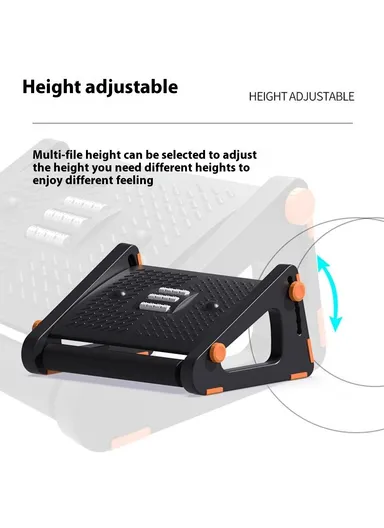 Adjustable Height Footrest for Office Desk Ergonomic Foot Stool with Massage Rollers Anti Leg Crossing Support
