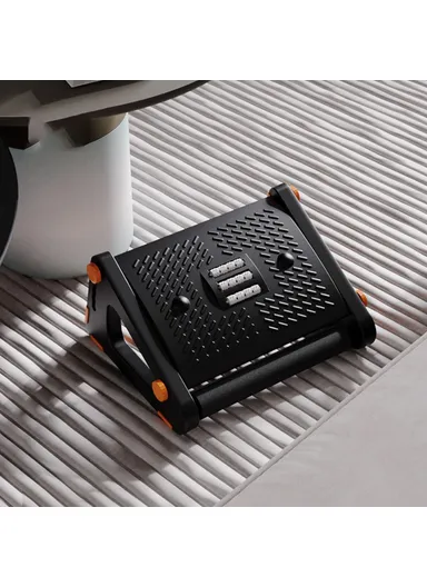 Adjustable Height Footrest for Office Desk Ergonomic Foot Stool with Massage Rollers Anti Leg Crossing Support
