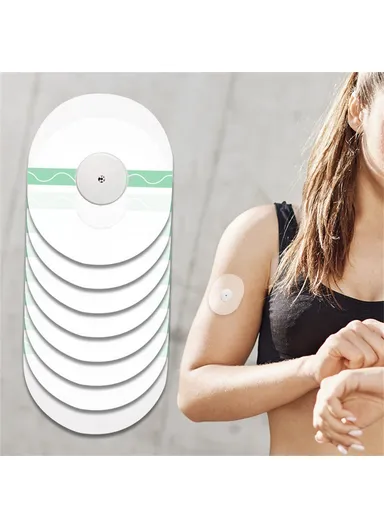 035 10Pcs Sensor Adhesive Patches Waterproof Sweatproof Sensor Covers - Round / Blue 7cm