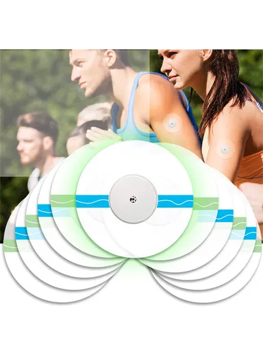 035 10Pcs Sensor Adhesive Patches Waterproof Sweatproof Sensor Covers - Oval / Green