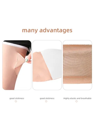 053 12Pcs Thigh Inner Anti-Chafing Sticker Self-Adhesive Wear-Resistant Elastic Patches - Skin Color / Non-woven Fabric