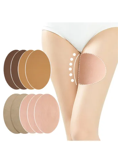 053 12Pcs Thigh Inner Anti-Chafing Sticker Self-Adhesive Wear-Resistant Elastic Patches - Skin Color / Stretch Fabric