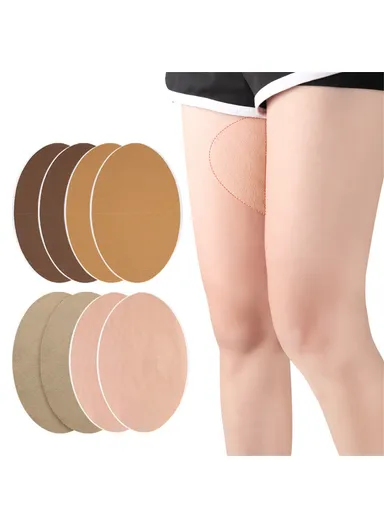 053 12Pcs Thigh Inner Anti-Chafing Sticker Self-Adhesive Wear-Resistant Elastic Patches - Skin Color / Stretch Fabric