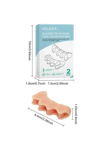 2Pcs Ergonomic Silicone Toe Separators for Toe Stretching Relaxation HK-B07-0132-01 