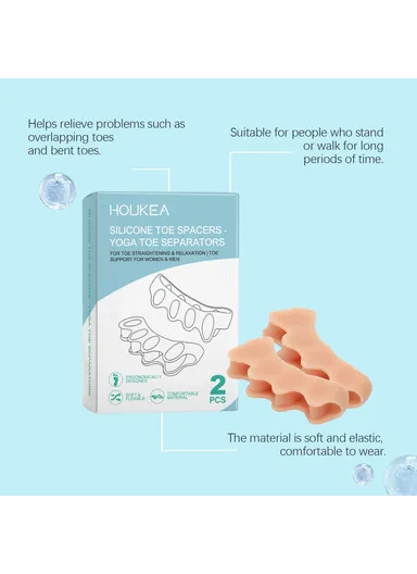2Pcs Ergonomic Silicone Toe Separators for Toe Stretching Relaxation HK-B07-0132-01 