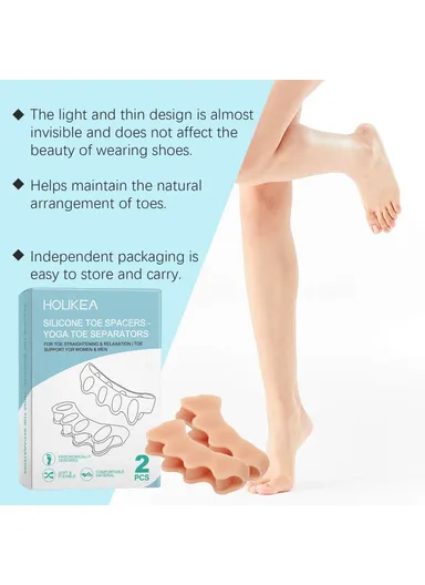 2Pcs Ergonomic Silicone Toe Separators for Toe Stretching Relaxation HK-B07-0132-01 