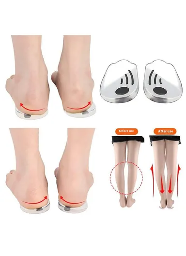 011 1 Pair Magnetic O / X Shape Leg Correction Heel Pad Soft Gel Shock Absorbing Heel Mat, M Size