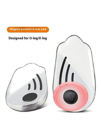 011 1 Pair Magnetic O / X Shape Leg Correction Heel Pad Soft Gel Shock Absorbing Heel Mat, M Size