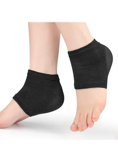 008 1 Pair Gel Heel Socks Cracked Foot Repair Moisturizing Sleeves Half Toe Anti Crack Protector - Black