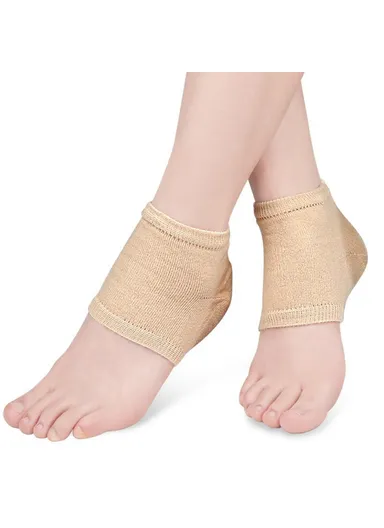 008 1 Pair Gel Heel Socks Cracked Foot Repair Moisturizing Sleeves Half Toe Anti Crack Protector - Nude