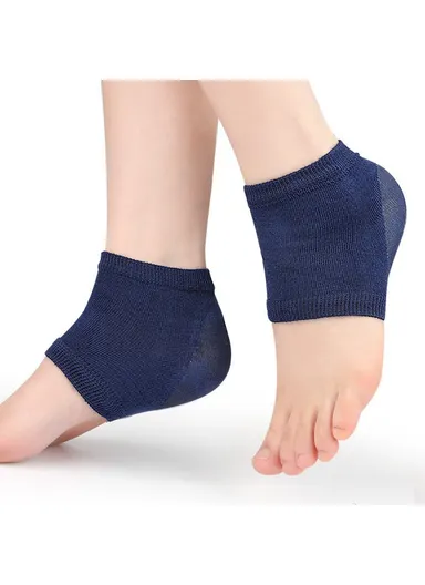 008 1 Pair Gel Heel Socks Cracked Foot Repair Moisturizing Sleeves Half Toe Anti Crack Protector - Blue