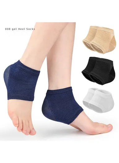 008 1 Pair Gel Heel Socks Cracked Foot Repair Moisturizing Sleeves Half Toe Anti Crack Protector - Blue