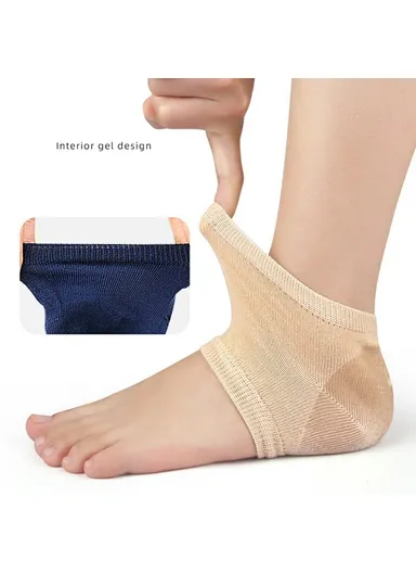 008 1 Pair Gel Heel Socks Cracked Foot Repair Moisturizing Sleeves Half Toe Anti Crack Protector - Blue