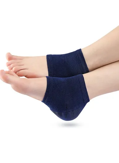 008 1 Pair Gel Heel Socks Cracked Foot Repair Moisturizing Sleeves Half Toe Anti Crack Protector - Blue