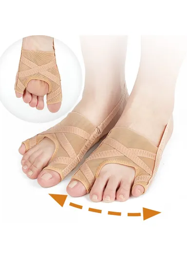 1 Pair Mesh Fabric Bunion Corrector for Big Toe Hallux Valgus Separator Little Toe Orthopedic Support - Size S