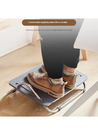 Ergonomic Footrest Office Desk Height Adjustable Sofa Foot Rest Pad for Work Home - Black