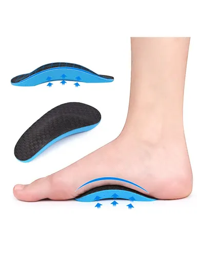064 1 Pair EVA+Nylon Sports Foot Sole Guard Pad Flat Arch Support Leg Shape Correction Half Foot Cushion - Children