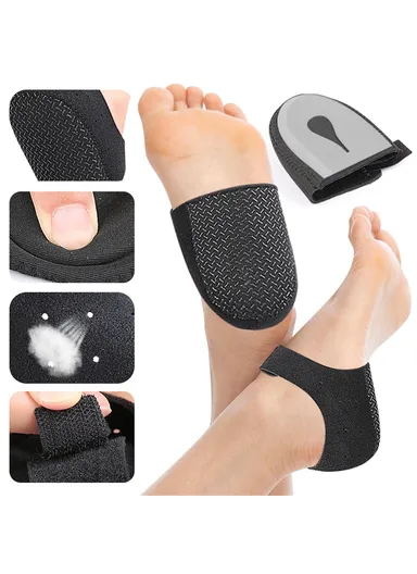 068 1 Pair Pain Relief Heel Protector Cover for Plantar Fasciitis Non Slip Shock Absorption Heel Pads , Size L - Black  /  Without Hole