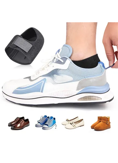 068 1 Pair Pain Relief Heel Protector Cover for Plantar Fasciitis Non Slip Shock Absorption Heel Pads , Size L - Black  /  With Hole