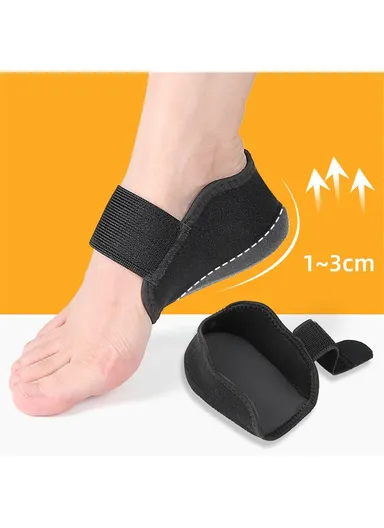 061 1 Pair 2cm Heightening Heel Cover Shock Absorption Pressure Relief Magic Tape Heel Pad - Black S