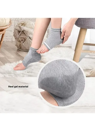 001 1 Pair Gel Heel Crack Socks Half Cut Mesh Breathable Cotton Socks Heel Protection - Green