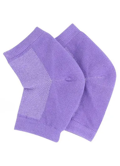 001 1 Pair Gel Heel Crack Socks Half Cut Mesh Breathable Cotton Socks Heel Protection - Purple
