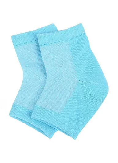 001 1 Pair Gel Heel Crack Socks Half Cut Mesh Breathable Cotton Socks Heel Protection - Blue