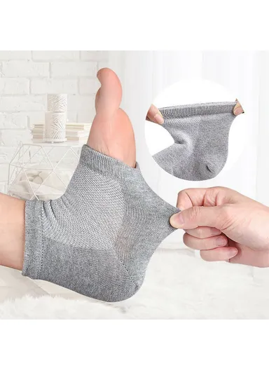 001 1 Pair Gel Heel Crack Socks Half Cut Mesh Breathable Cotton Socks Heel Protection - Blue