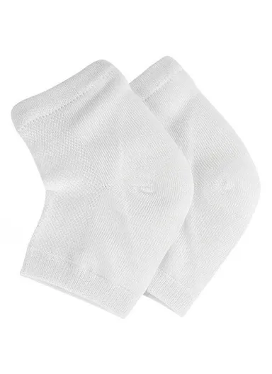 001 1 Pair Gel Heel Crack Socks Half Cut Mesh Breathable Cotton Socks Heel Protection - White
