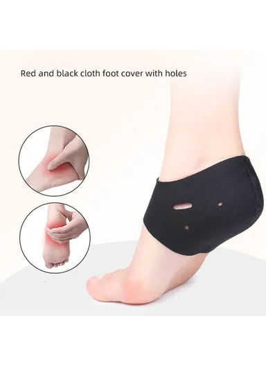 1 Pair Heel Cushions Protector Ankle Support Warm Heel Sleeve with Holes