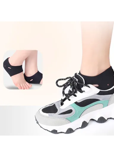 1 Pair Heel Cushions Protector Ankle Support Warm Heel Sleeve with Holes