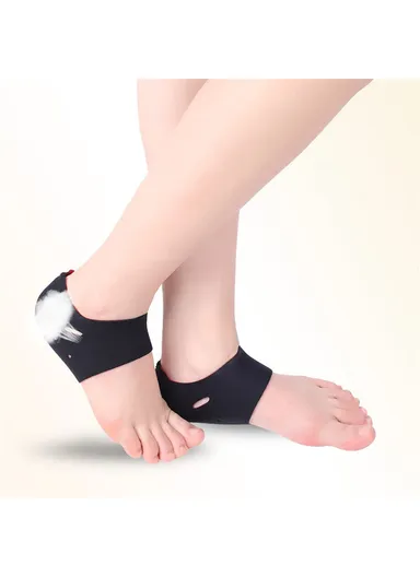 1 Pair Heel Cushions Protector Ankle Support Warm Heel Sleeve with Holes