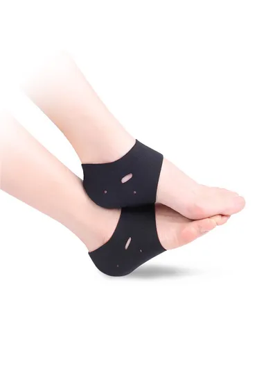 1 Pair Heel Cushions Protector Ankle Support Warm Heel Sleeve with Holes
