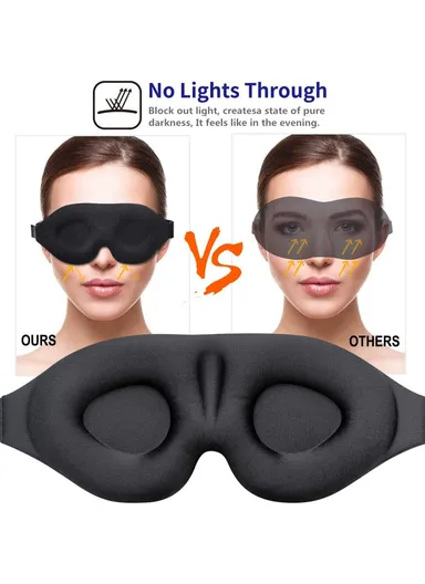 Ergonomic 3D Sleeping Mask Polyester Eye Mask Blindfold with Adjustable Strap