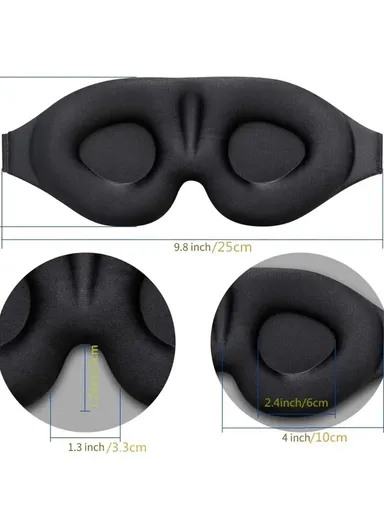 Ergonomic 3D Sleeping Mask Polyester Eye Mask Blindfold with Adjustable Strap